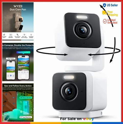 2K Security Camera Indoor Outdoor 360° Pan Tilt Color Night Vision Spotlight