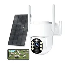 4G LTE Solar Security Camera Outdoor, No WiFi, 2K Video, Multi-Functional Night 