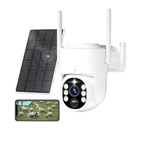 4G LTE Solar Security Camera Outdoor, No WiFi, 2K Video, Multi-Functional Night 