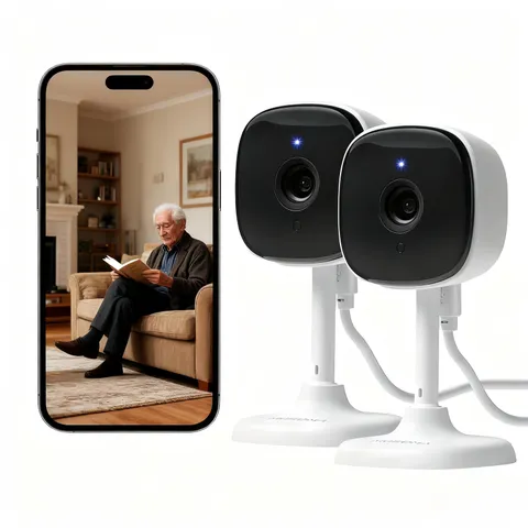 2 Pack 1080P Indoor Wired Cameras, Home Indoor Cameras for Dog/Cat/Pet/Nanny/...