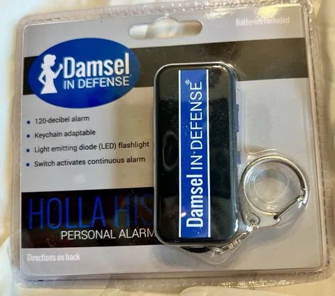 Damsel in Defense Holla His Personal Alarm 120dB Black Keychain with Flashlight