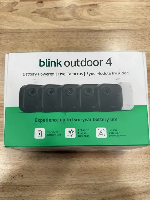 Open Box BLINK Outdoor 4 (4th Gen) 5-Camera Security System w/ Sync Module Core