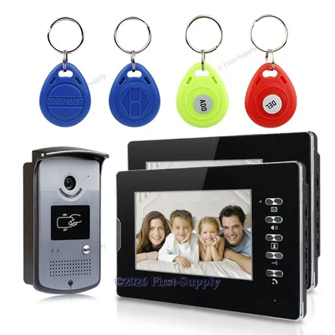 7" Wired Video Door Phone Home Security Intercom System With RFID Keyfobs 1V2