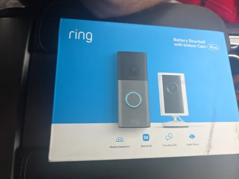 Ring - Battery Doorbell 2K (newest model), Speckled Gray + Indoor Cam Plus - ...