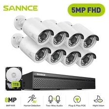 SANNCE 4K 8CH NVR 1TB 5MP POE Security Camera System Two Way Audio Plug &Play AI