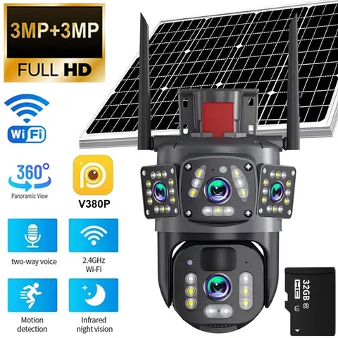 Solar Security Camera Wireless Outdoor Human Detection Night Vision Surveillance
