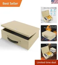 Portable Fire Safe Box with Key Lock, 13.2”x 11”x 5.1'', Fire Resistant Metal...