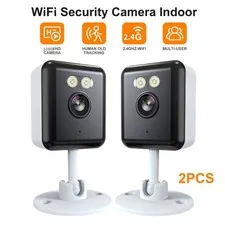2PCS Compact 1080P Full HD WiFi Indoor Security Cameras, AI Human Detection