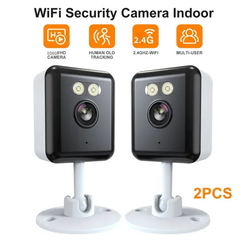 2PCS Compact 1080P Full HD WiFi Indoor Security Cameras, AI Human Detection