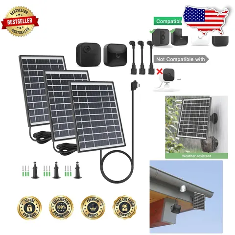 Blink Camera Solar Panel 3 Pack | 2600mAh Battery | All Angle Mount