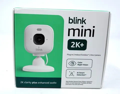Blink Mini 2K+ (newest model) Plug-in Home & Pet Indoor Security Camer, 1 camera