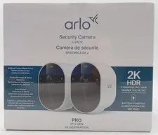 Arlo Pro 6 Indoor/Outdoor 2K HDR Security Camera  White  2 Pack