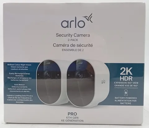 Arlo Pro 6 Indoor/Outdoor 2K HDR Security Camera  White  2 Pack