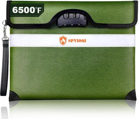 Upgraded 6500°F Fireproof Document Bag with Lock, Fireproof Money Bag for Cash W
