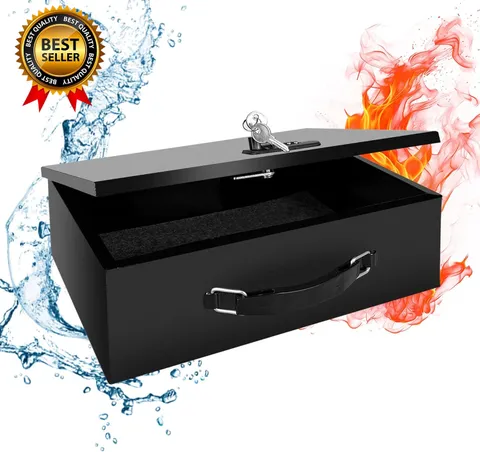 Fireproof Lock Box with Key and Combination Lock, Fire Safe Document Box, Portab