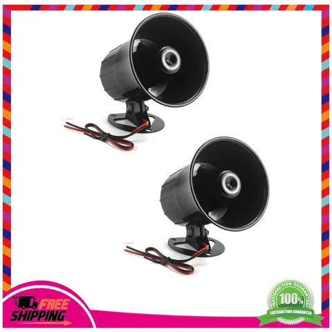 2 Pack QWORK 12V Electric Siren Horn 110dB Wired Security Alarm for Home System