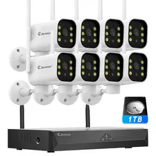 Wireless 10CH NVR 5MP WIFI IP Security Camera System 2 Way Audio AI Detection