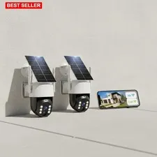 Wireless Outdoor Security Camera 2 Pack 4MP Panoramic PTZ Automatic Human Det...