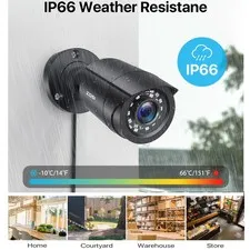 ZOSI 8VN-106B8S-10-US H.265+ 8CH 5MP Lite CCTV Security Cameras Weatherproof,