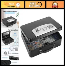Digital Keypad Lock Safe Box - Metal Security Lockbox for Cash, Jewelry, Passpor