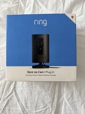 Ring Stick Up Cam Plug-In Wired Indoor Outdoor Security Camera Black New Sealed