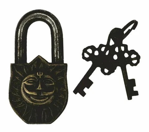 Lord Sun Shape Antique Vintage Style Handmade Brass Door Lock Padlock Home...