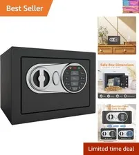 Small Safe Box for Money, Digital Mini Safe Box with Keys&Code for Cash and C...