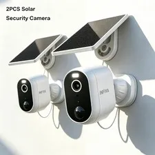 2PCS INFIYA Z1 Solar Powered Camera 2K Wireless Outdoor WiFi Night Vision Home