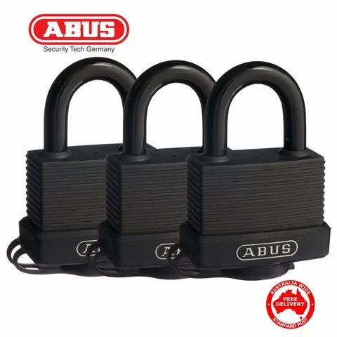 3 x ABUS Keyed Alike Weatherproof Outdoor Padlocks -45mm-Triple Pack-SPECIAL!