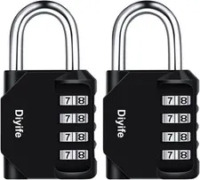 4 Digit Combination Lock, [2 Pack] Outdoor Weatherproof Padlock | Plated Steel R