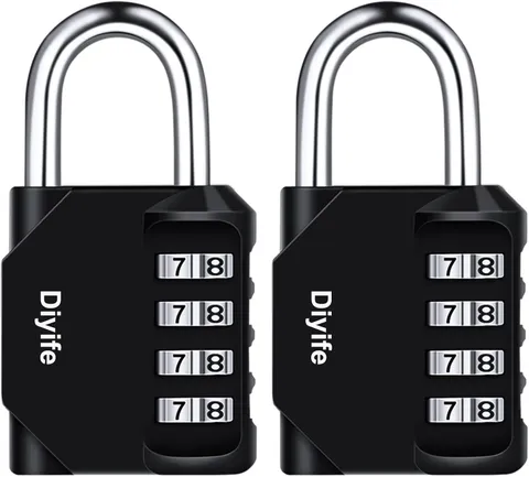 4 Digit Combination Lock, [2 Pack] Outdoor Weatherproof Padlock | Plated Steel R