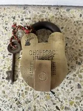 Vintage Antique Old Padlock Large HeavyBrass Lock With Keys