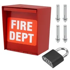Fire Department Box with Combination Lock and Hardware Heavy Duty Steel Red