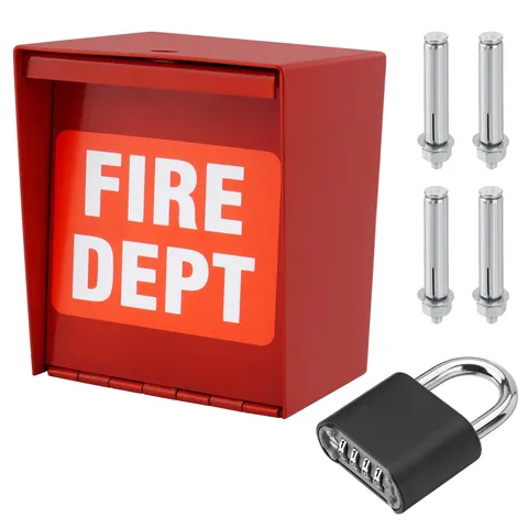 Fire Department Box with Combination Lock and Hardware Heavy Duty Steel Red