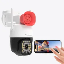 3MP Outdoor Security Camera with 130Db Loud Siren Alarm, 2K Color Night Vision W
