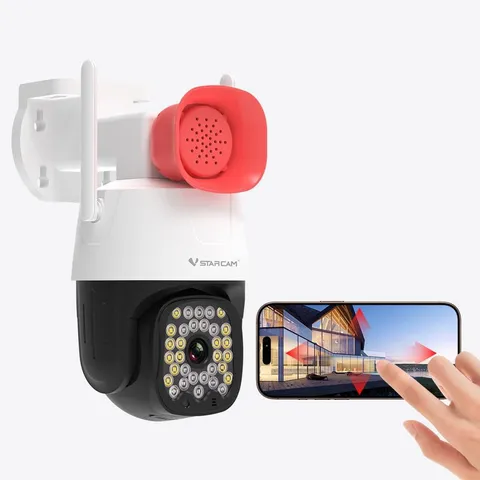 3MP Outdoor Security Camera with 130Db Loud Siren Alarm, 2K Color Night Vision W