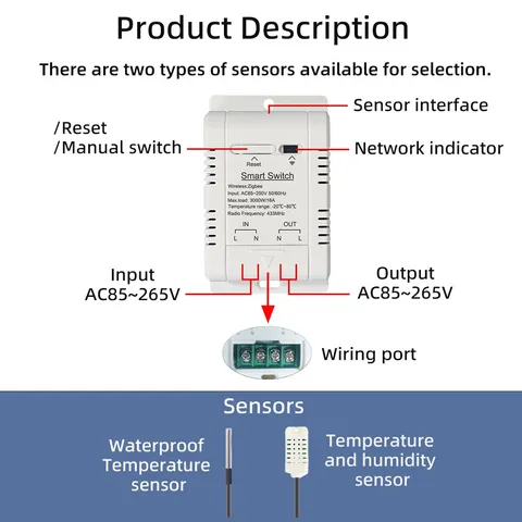 16A Zigbee Temperature & Humidity Switch Smart Share Control for Google/Alexa