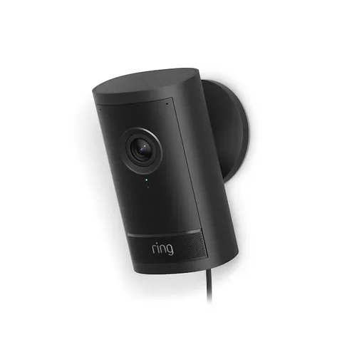 Ring Outdoor Cam Pro, Plug-In - Retinal 4K 10x Enhanced Zoom - Black
