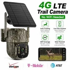 4G LTE Cellular Trail Camera  Smart PIR Alert Live View with Solar Panel 7800mAh