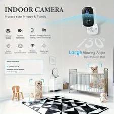 Indoor Security Camera with Spotlight & Siren Alarm, AI- Smart Detection, 2K HD 
