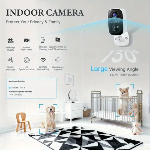 Indoor Security Camera with Spotlight & Siren Alarm, AI- Smart Detection, 2K HD 