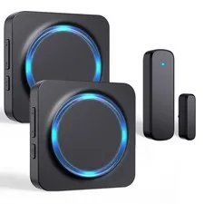 Door Chime, Chimes When Opens, Sensor 1Sensor-2Receiver, Black