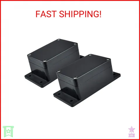 Pinfox 2 Pack IP65 Electronic Project Box Plastic ABS Waterproof Black Junction