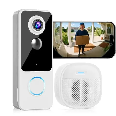 Two-Way Talk, Smart Home Video Doorbell with Chime,Battery Powered,Motion Detect