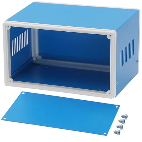 Zulkit Electronic Enclosures Blue Metal Enclosure 8.3" x 7.1" x 5.5",