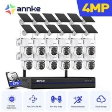 Annke 4MP Wireless PT Security IP Camera System Wifi Solar Battery 2Way Audio