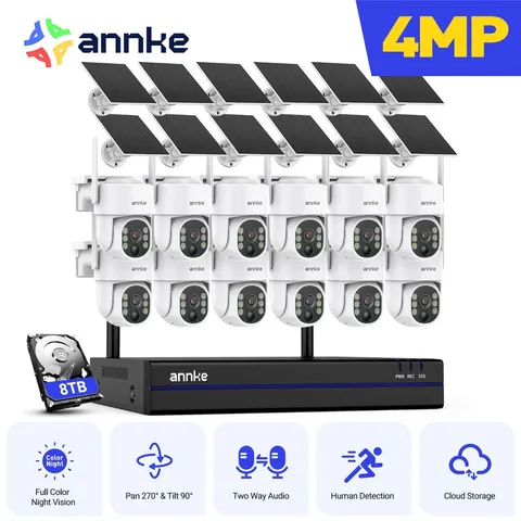 Annke 4MP Wireless PT Security IP Camera System Wifi Solar Battery 2Way Audio