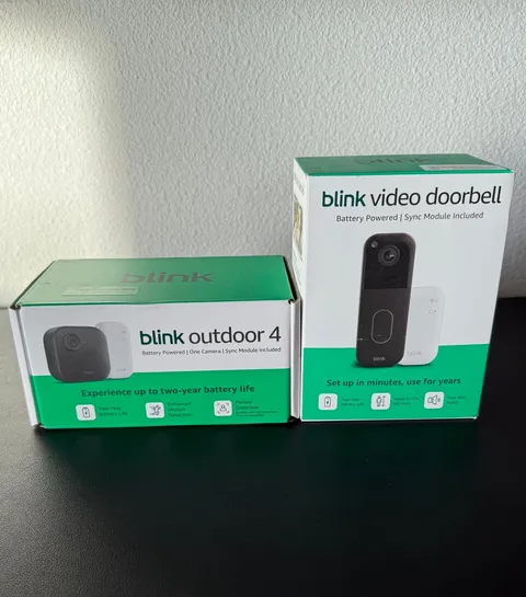 Blink Outdoor 4 Camera System + Blink Video Doorbell Bundle w/ Sync Module Core