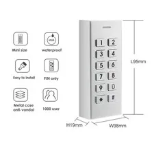 Mini Keypad Door Lock IP66 Waterproof PIN Access Controller 1000 User Entry Tool