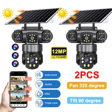 3 Lens Solar Camera 12MP Battery Home Security Outdoor Wifi Night Vision Camera